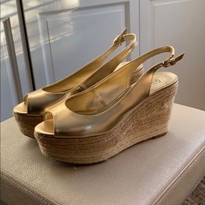 Guess gold woven shoes